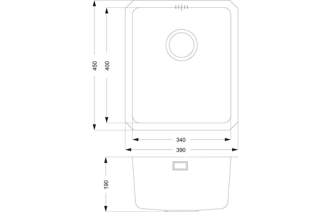 Prima+ Compact 1.0B R25 Undermount Sink - St/Steel