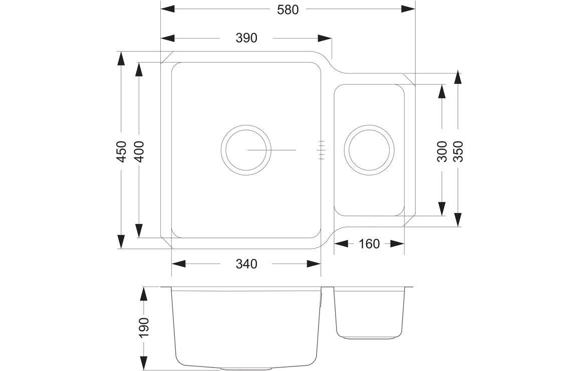 Prima+ 1.5B R25 Reversible Undermount Sink - St/Steel