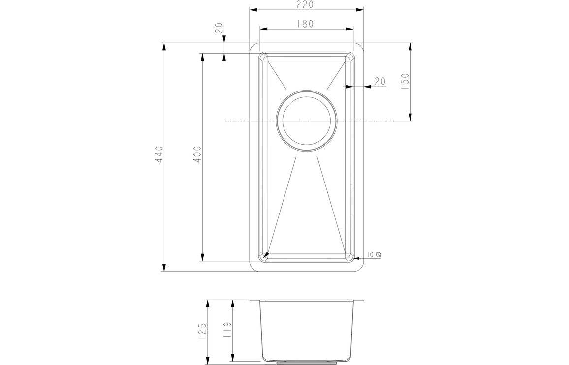 Prima+ 0.5B R10 Inset/Undermount Sink - St/Steel