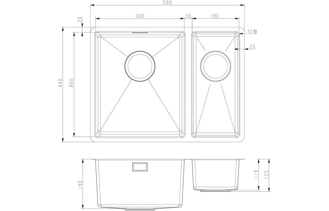 Prima+ 1.5B R10 LH Inset/Undermount Sink - St/Steel