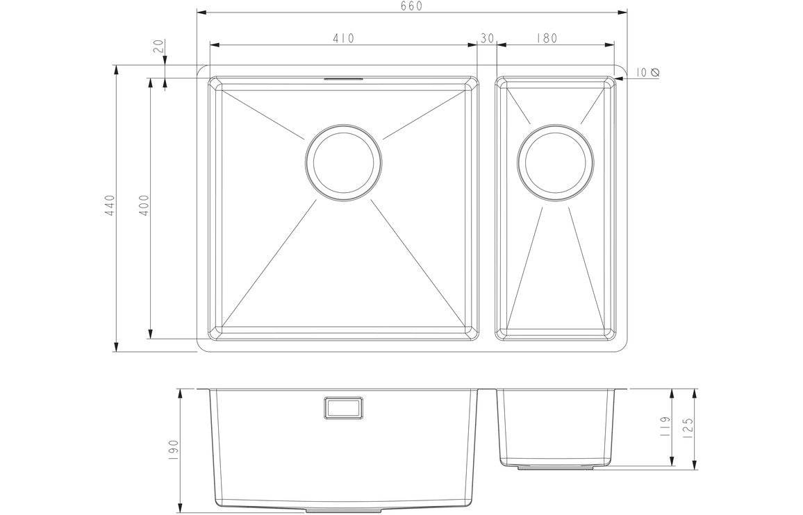 Prima+ Large 1.5B R10 LH Inset/Undermount Sink - St/Steel