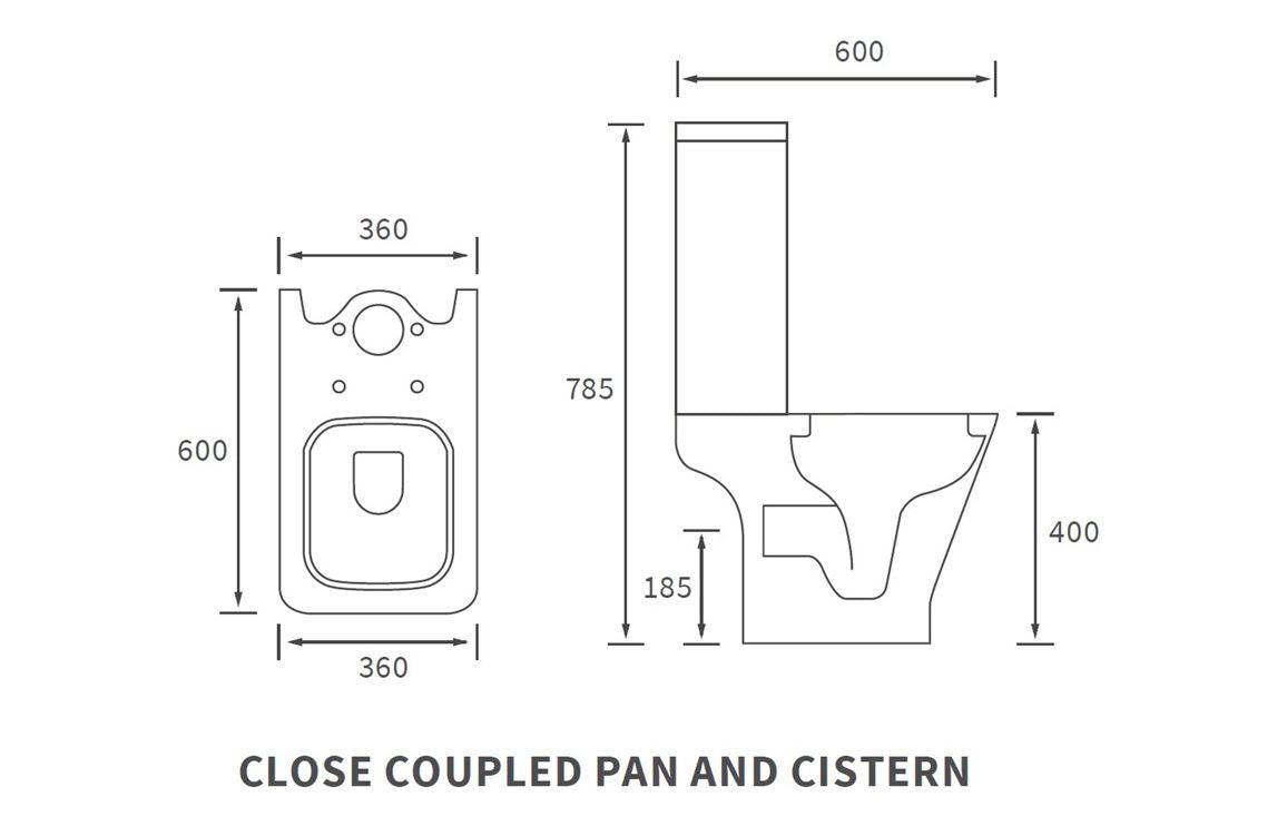 Cedarwood Short Projection Close Coupled Open Back WC & Wrapover Soft Close Seat