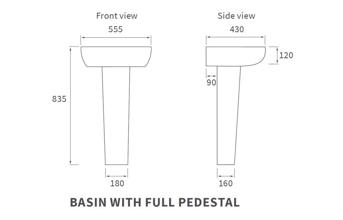 Cilantro 555x430mm 1TH Basin & Full Pedestal