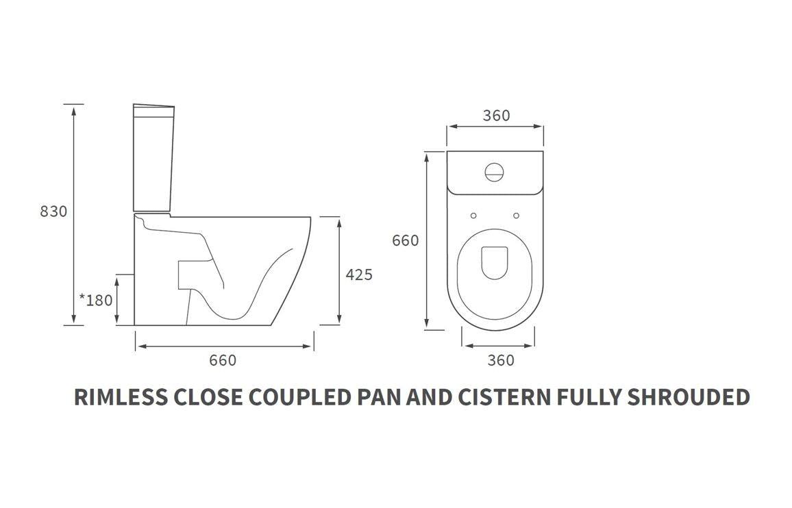 Cilantro Rimless Close Coupled Fully Shrouded WC & Soft Close Seat