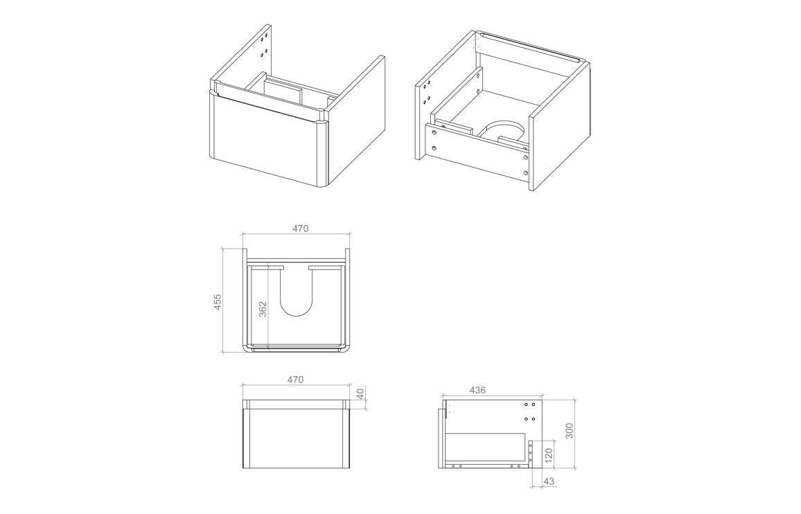 Cosmos 500mm Wall Hung 1 Drawer Basin Unit & Basin - Matt White