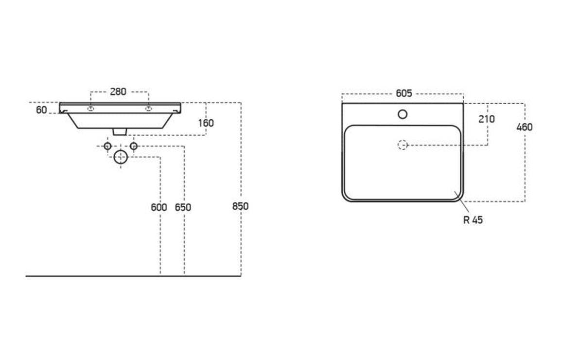 Cosmos 605mm Wall Hung 1 Drawer Basin Unit & Basin - Matt White