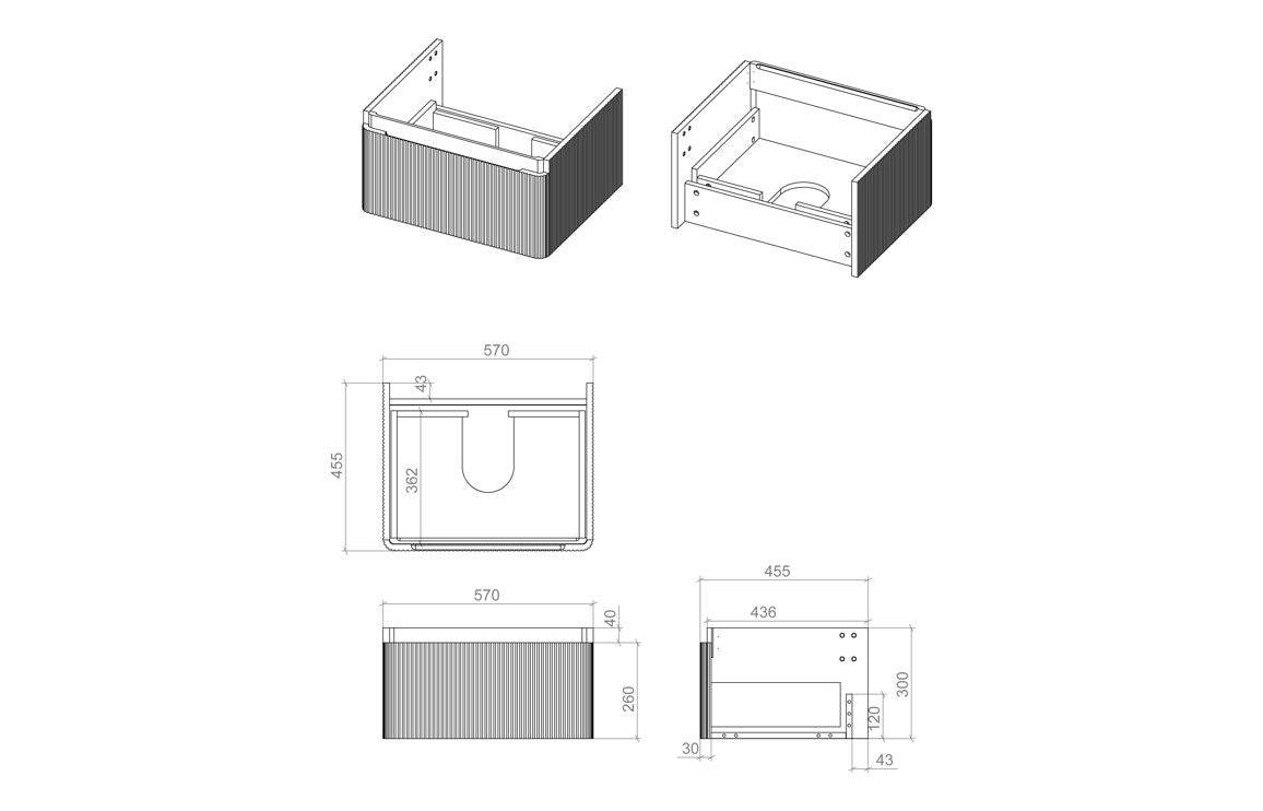 Cosmos 605mm Wall Hung 1 Drawer Basin Unit & Basin - Matt White