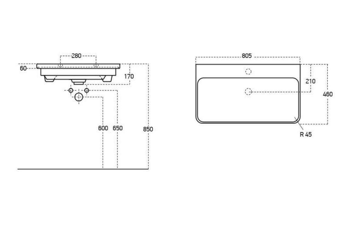 Cosmos 805mm Wall Hung 1 Drawer Basin Unit & Basin - Matt White