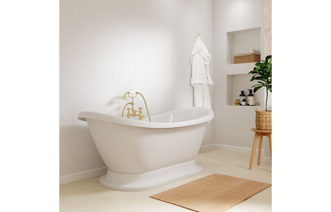 Grace Freestanding 1760x700x720mm 2TH Bath w/Base - White