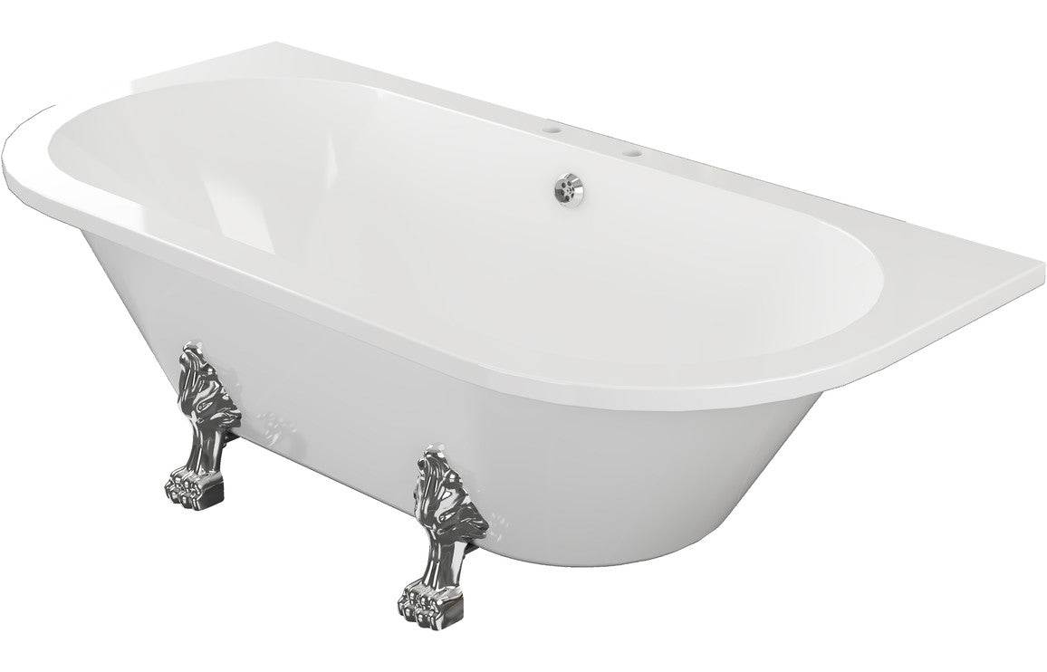 Finchley Freestanding Back To Wall 1700x800x600mm 2TH Bath w/Feet - White