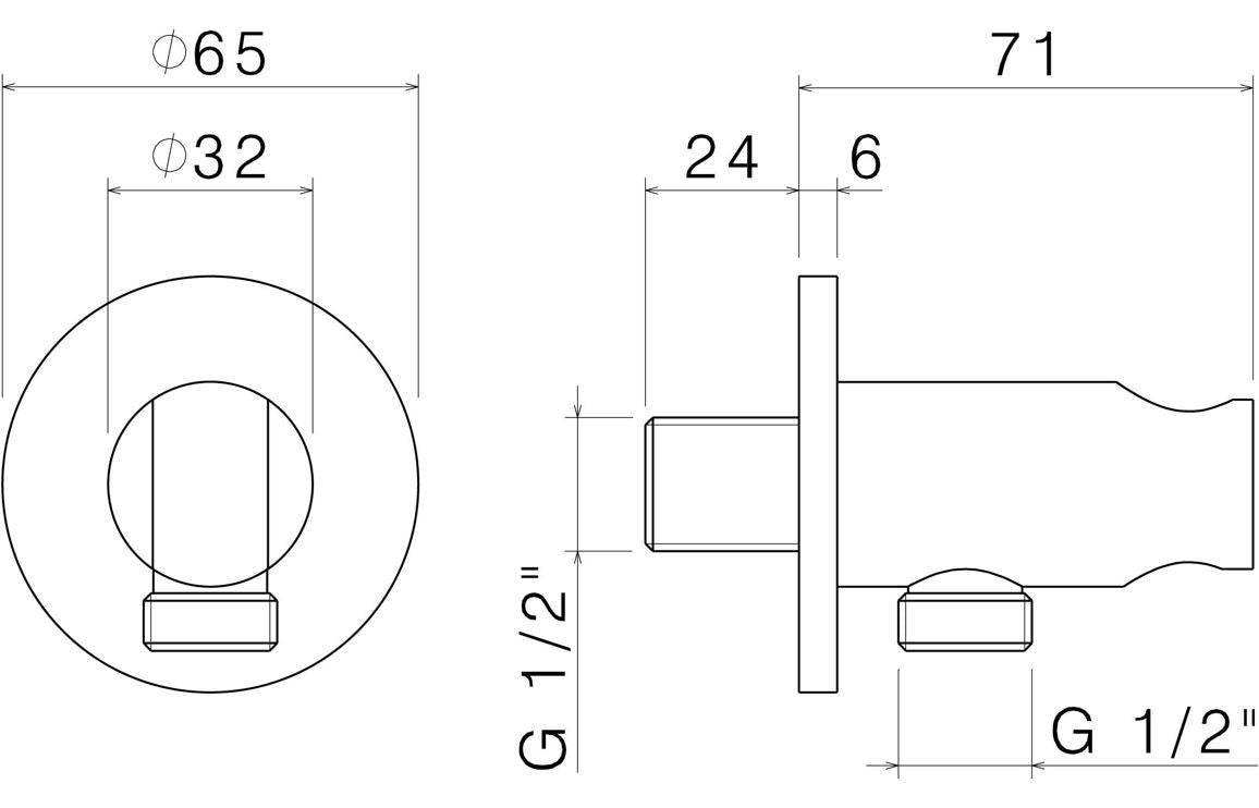 Vema Tiber Handset Wall Bracket & Outlet - St/Steel