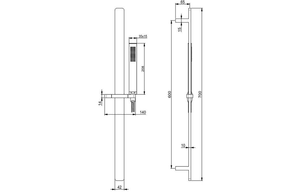 Vema Lys Brass Riser Rail w/Hose & Handset