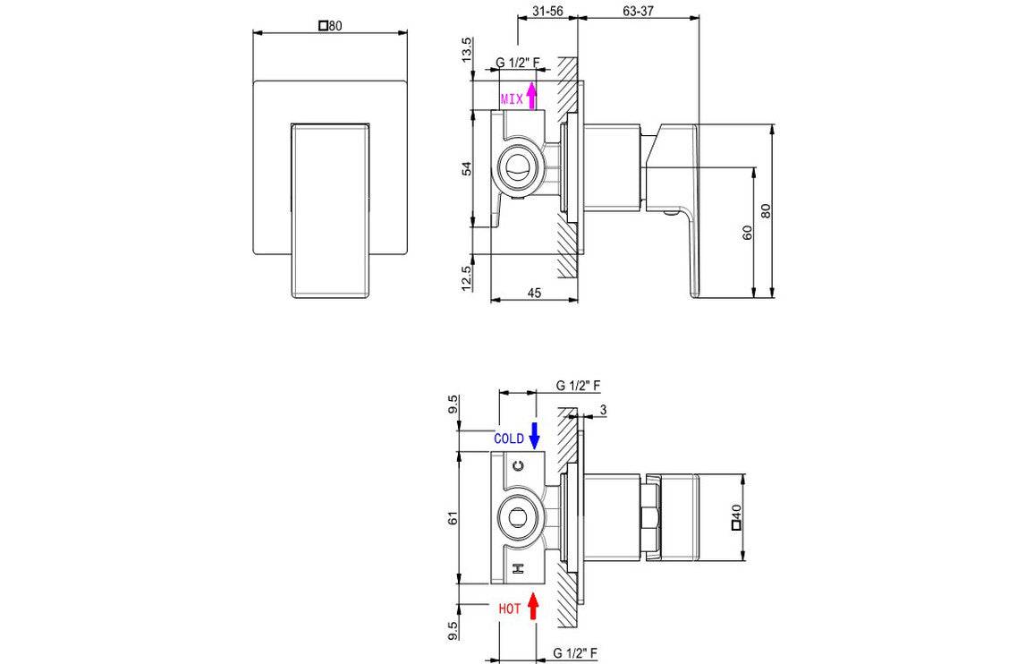 Vema Lys Concealed Single Outlet Shower Mixer