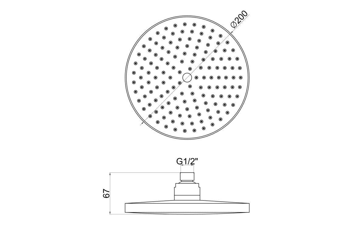 Aurora 200mm Round Showerhead - Chrome