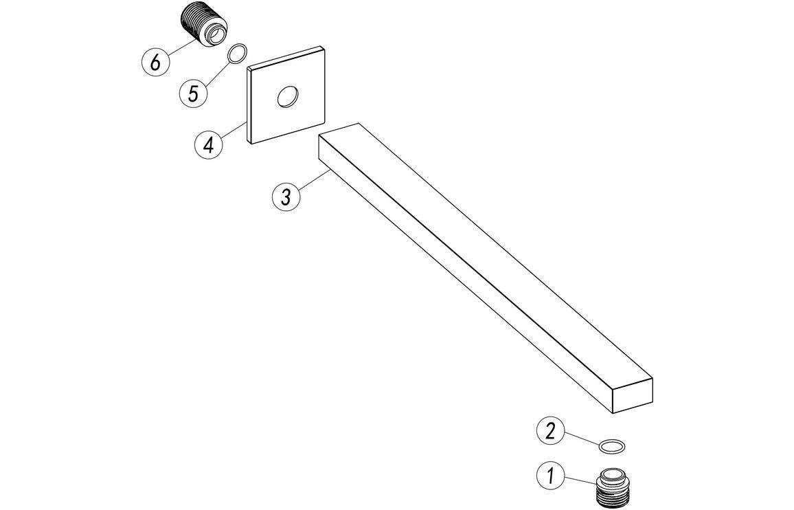 Cosmic 350mm Square Shower Arm - Matt Black