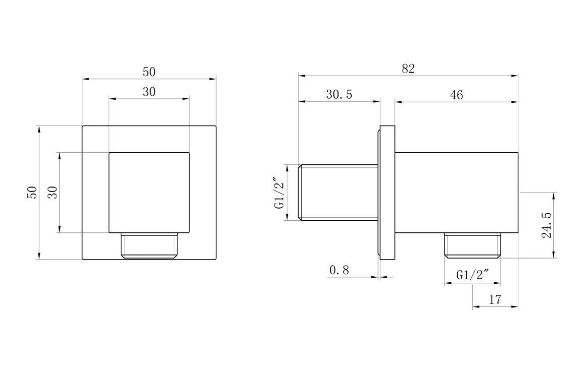 Square Wall Outlet Elbow - Matt Black