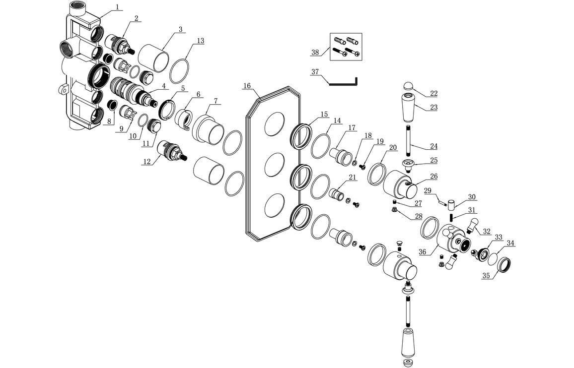 Berwick Traditional Lever Thermostatic Two Outlet Shower Valve - Chrome