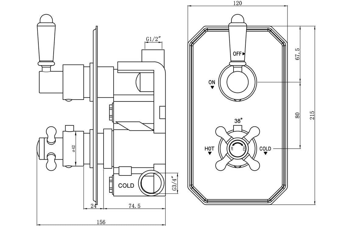 Berwick Traditional Lever Thermostatic Single Outlet Shower Valve - Chrome