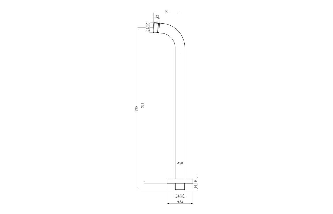 Aurora 320mm Round Shower Arm - Brushed Brass