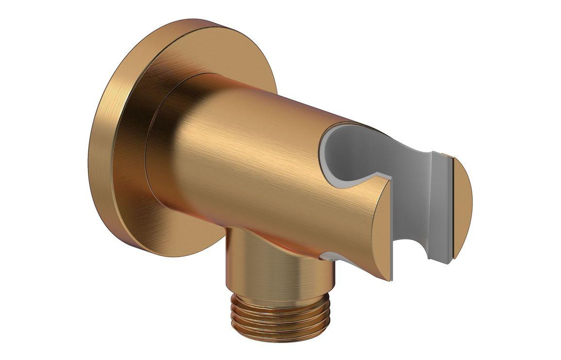 Aurora Round Handset Wall Bracket with Wall Outlet - Brushed Bronze