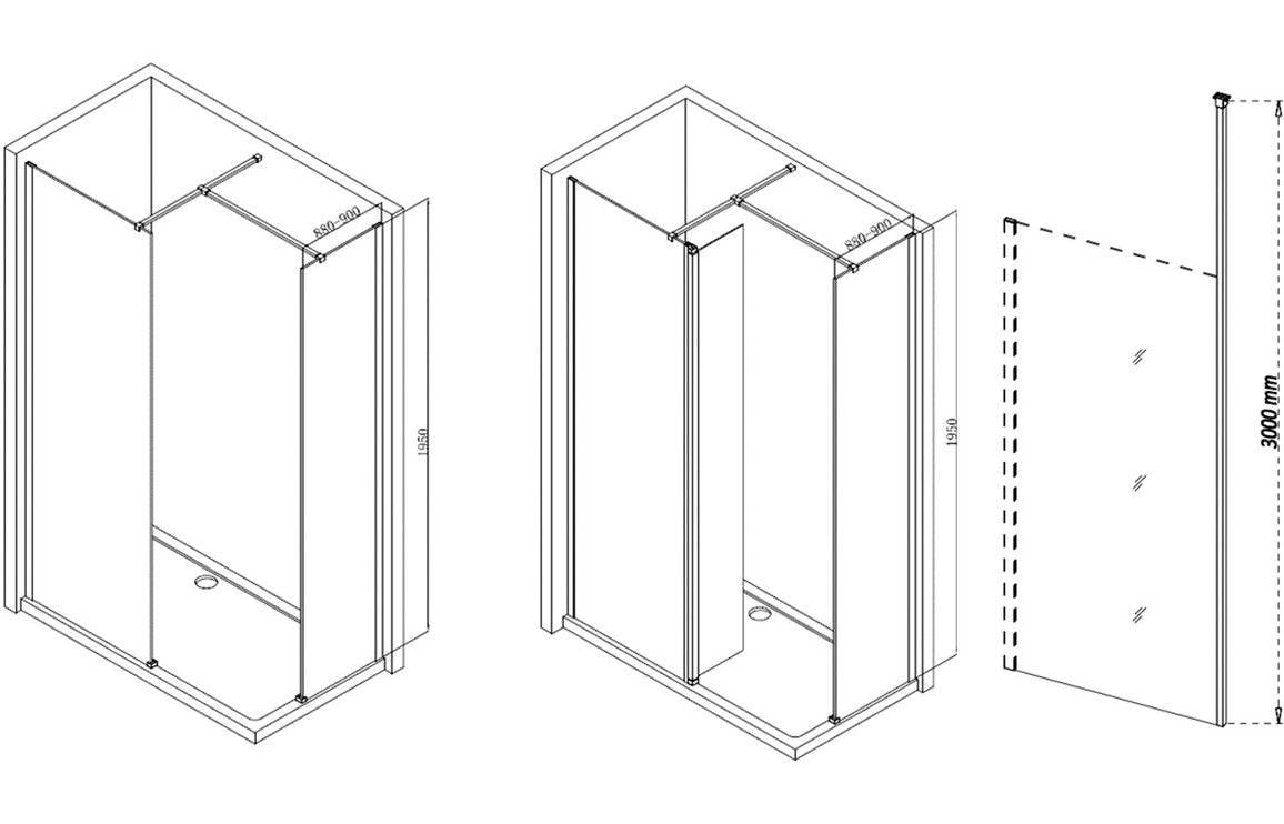 Iconix 500/700/760/800/900/1000/1200/1400mm Wetroom Panel & Floor-to-Ceiling Pole - Chrome