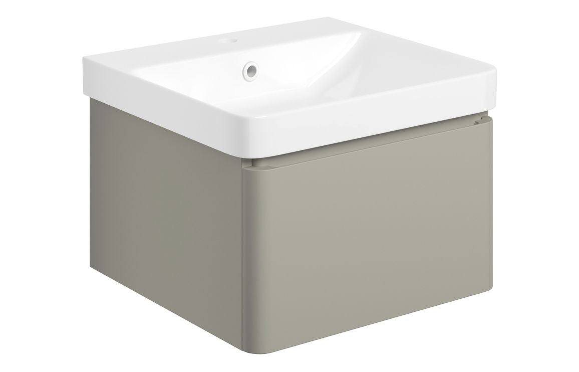 Cosmos 500mm Wall Hung 1 Drawer Basin Unit & Basin - Matt Latte