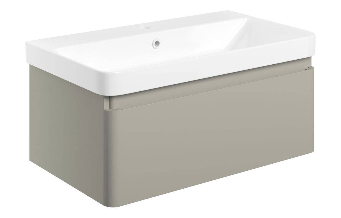 Cosmos 805mm Wall Hung 1 Drawer Basin Unit & Basin - Matt Latte