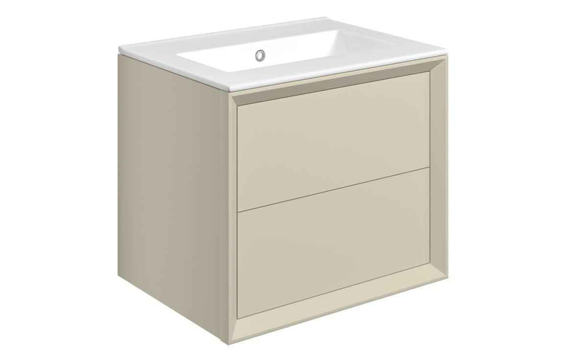  Push 610mm Wall Hung 2 Drawer Basin Unit & No Tap Hole Thin 
