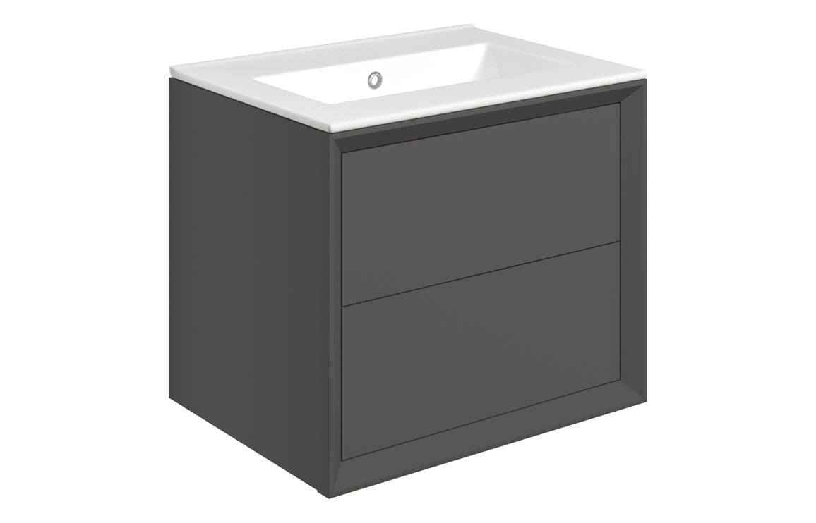  Push 610mm Wall Hung 2 Drawer Basin Unit & Thin Edge Basin 