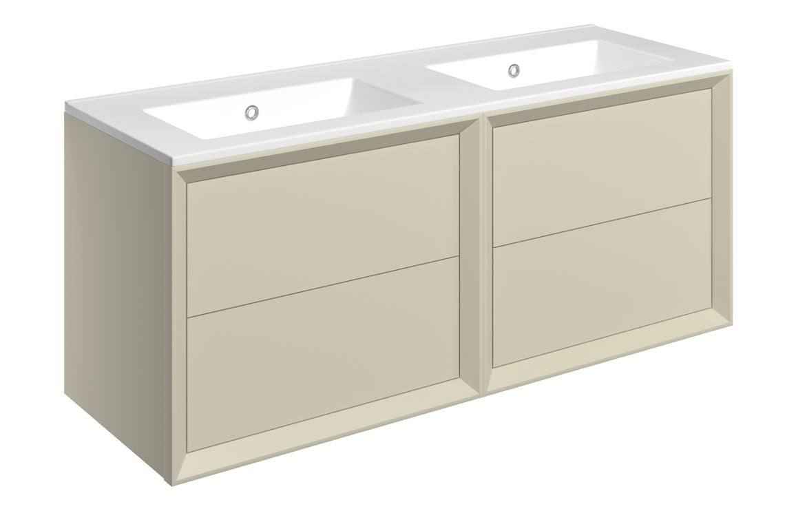  Push 1210mm Wall Hung 4 Drawer Basin Unit & No Tap Hole Thin 