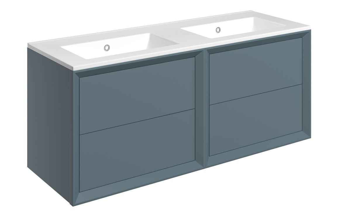  Push 1210mm Wall Hung 4 Drawer Basin Unit & No Tap Hole Thin Edge Basin 