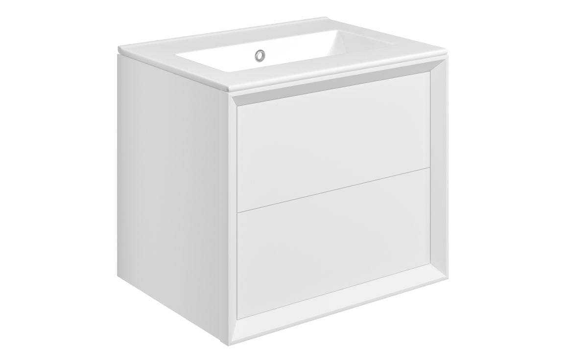 Push 610mm Wall Hung 2 Drawer Basin Unit