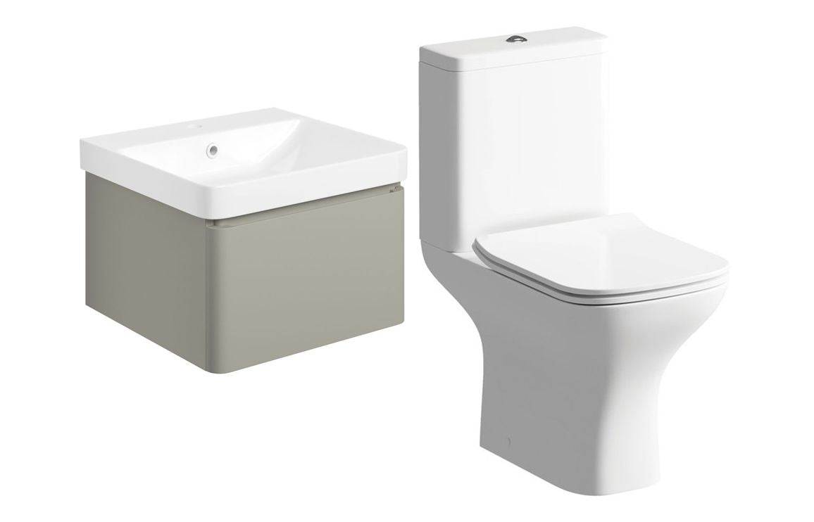 Cosmos 500mm Basin Unit & Rimless Close Coupled WC Pack - Matt Latte
