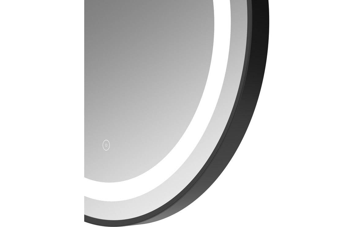 Halo 600mm Round Front-Lit LED Mirror - Matt Black