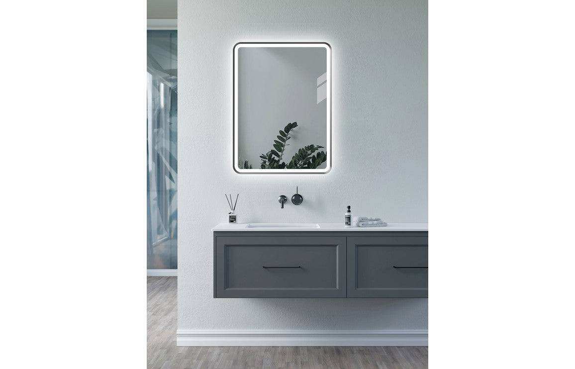 Kota 600mm Rectangle Front-Lit LED Mirror - Matt Black