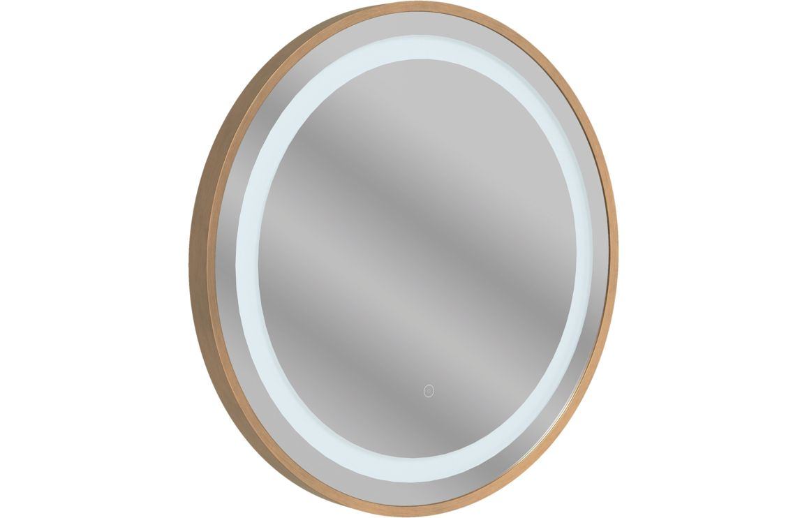 Halo 600mm Round Front-Lit LED Mirror - Brushed Bronze