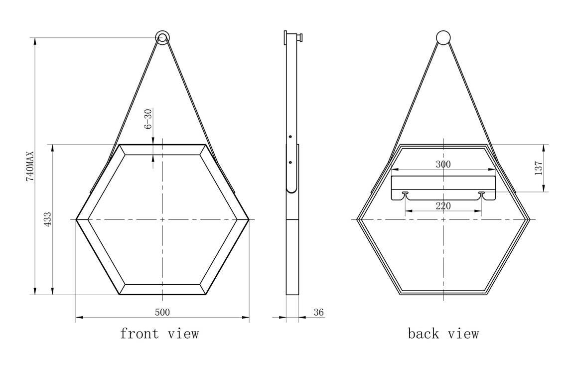 Kanto 500x433mm Hexagonal Mirror - Bronze