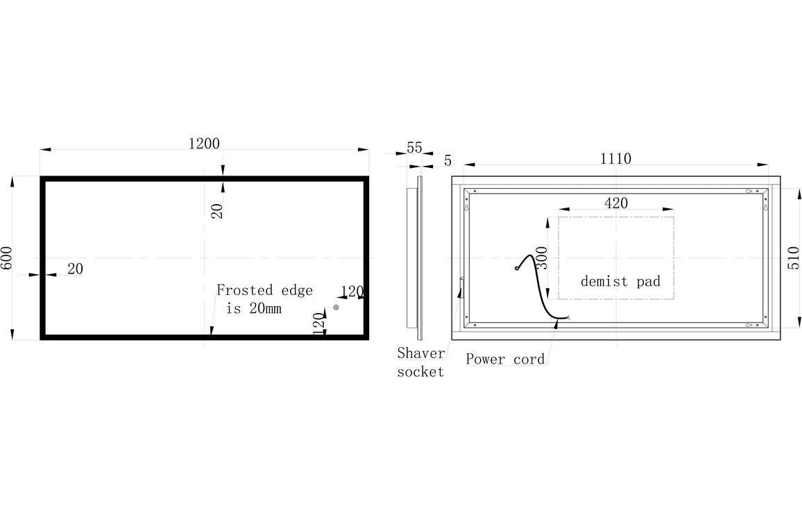 Solana 600x1200mm Rectangle Edge-Lit LED Mirror