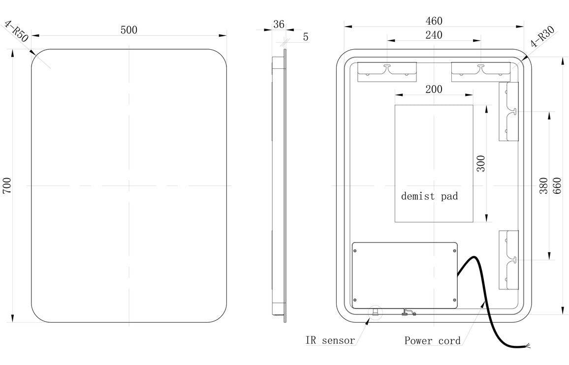 Haruki 500x700mm Rectangle Back-Lit LED Mirror