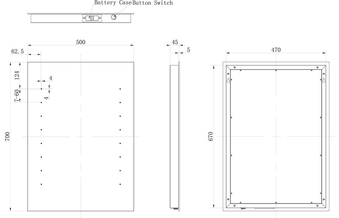 Finlo 500x700mm Rectangle Battery-Operated LED Mirror