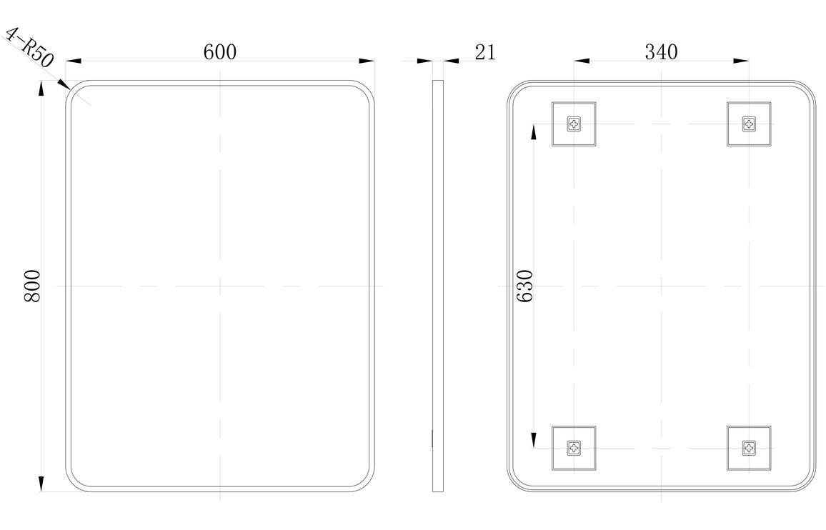 Kenji 600x800mm Rectangle Mirror - Brushed Brass