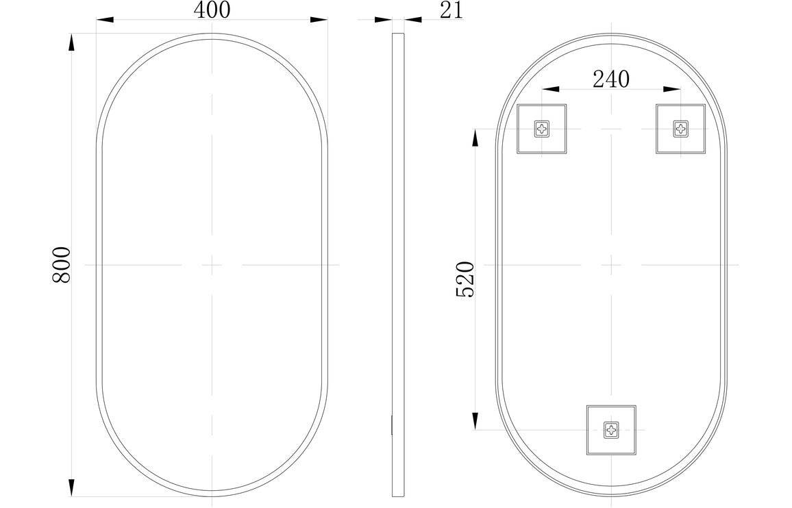 Kenji 800x400mm Oblong Mirror - Matt Black