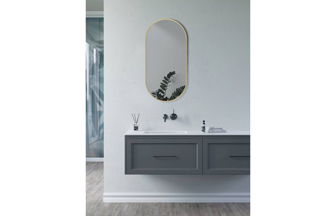 Kenji 800x400mm Oblong Mirror - Brushed Brass