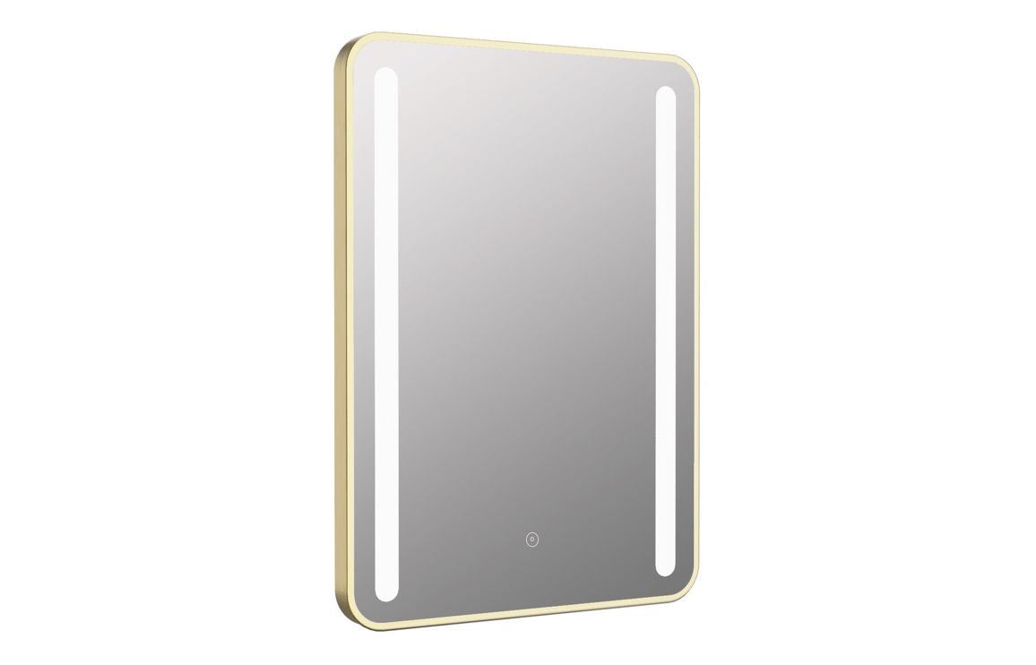 Frontier 500x700mm Rounded Front-Lit LED Mirror - Brushed Brass
