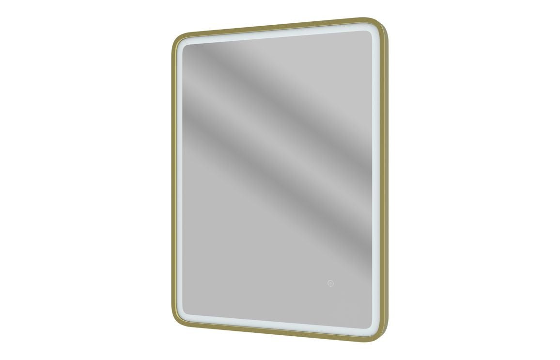 Kota 600mm Rectangle Front-Lit LED Mirror - Brushed Brass