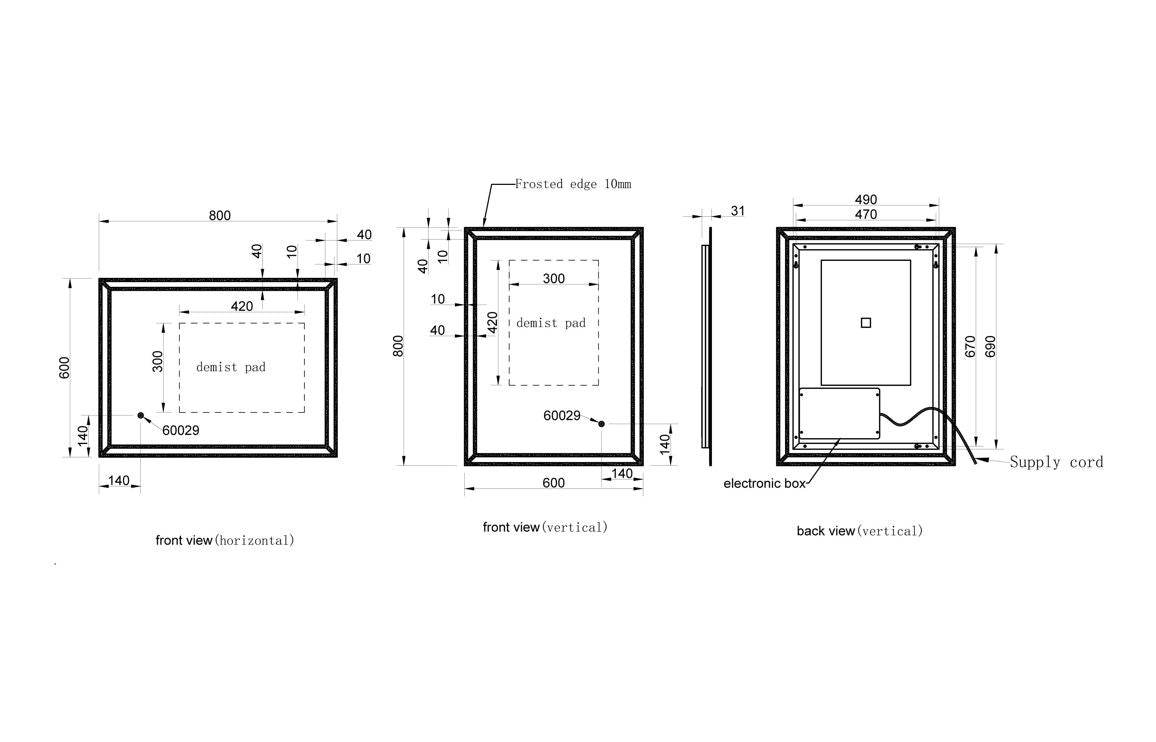 Juna 600x800mm Rectangular LED Mirror