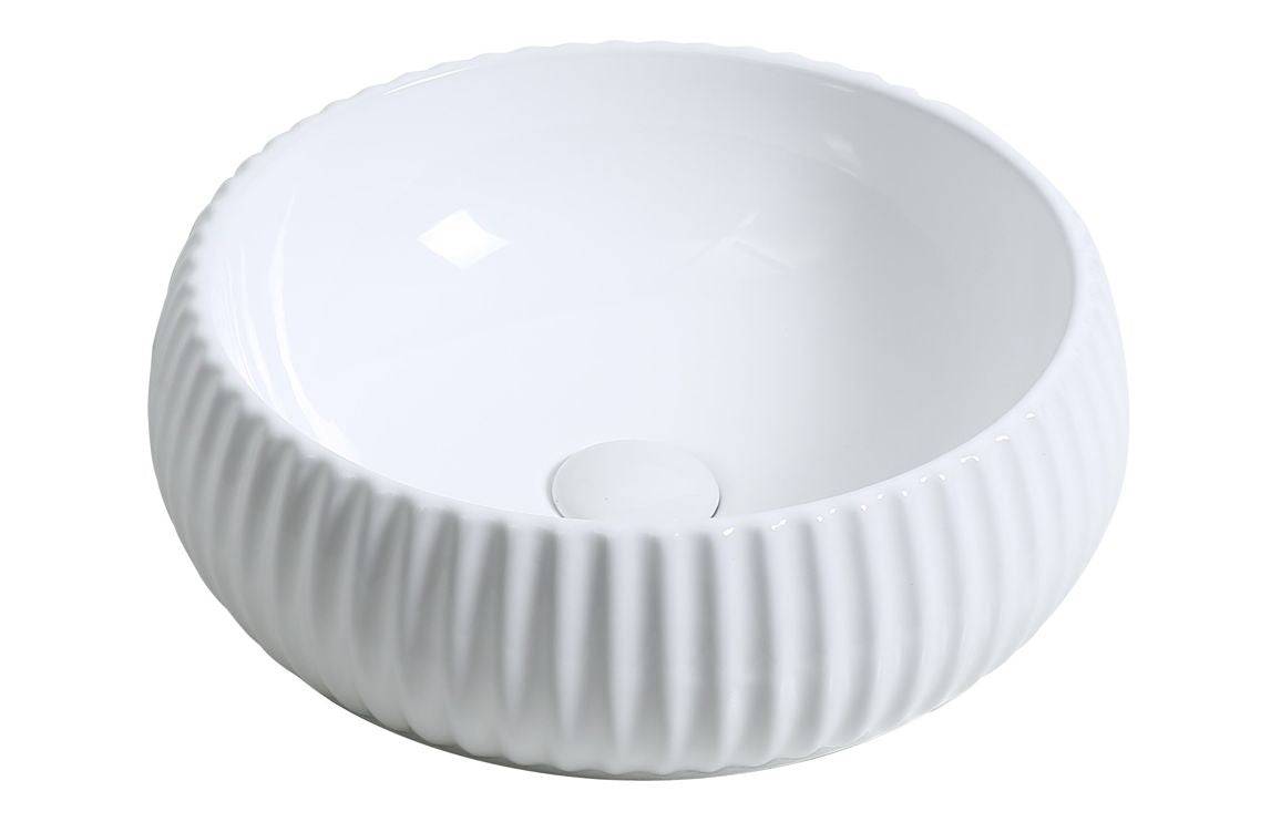 Yoko 400mm Textured Round Washbowl - White