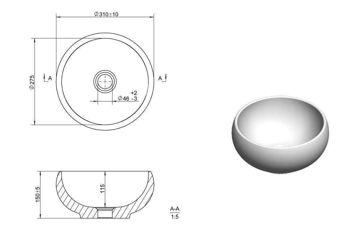 Penny 310mm Round Washbowl - White
