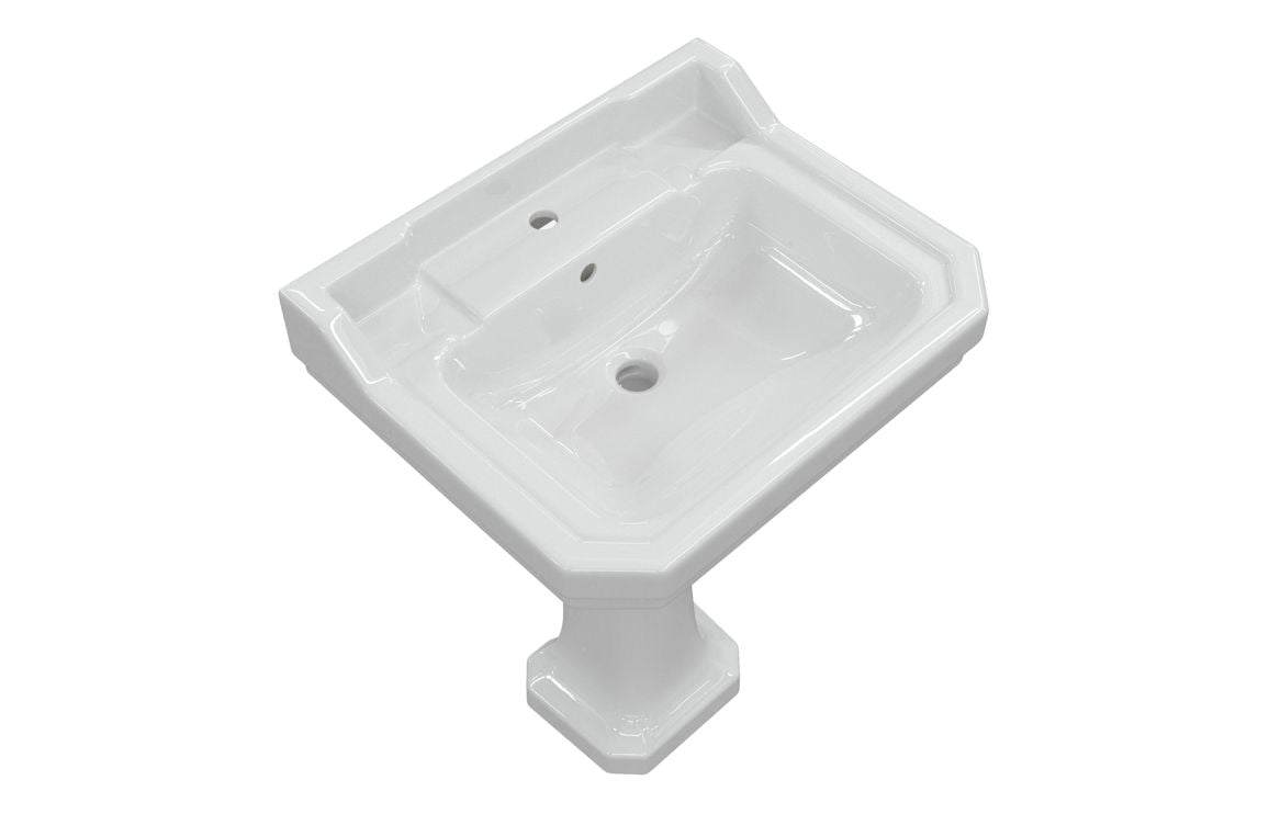 Sherbourne 600x500mm 1TH Basin & Full Pedestal