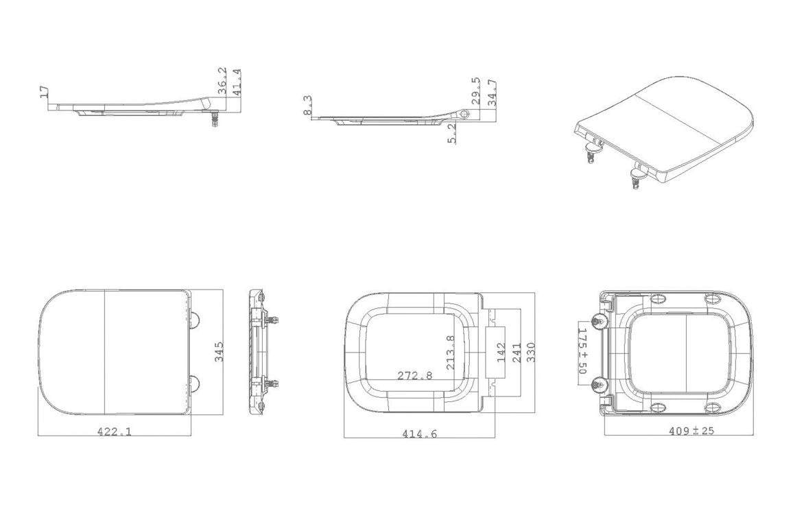Tilia Square Soft Close Toilet Seat (Slim Depth) - White